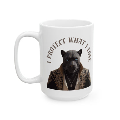 Ceramic Mug, (11oz, 15oz) | Damon : I Protect What I Love