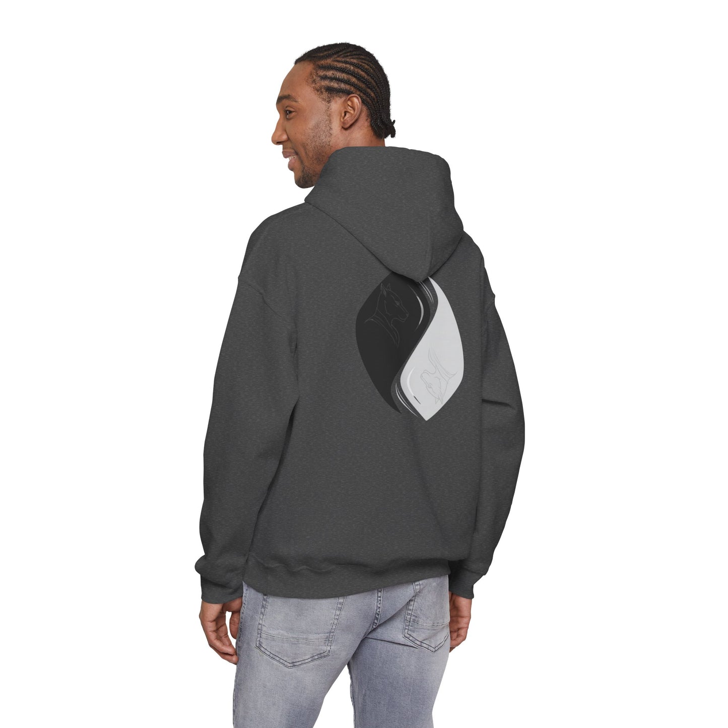 Black & White Cat Spirit — Unisex Heavy Blend Hoodie