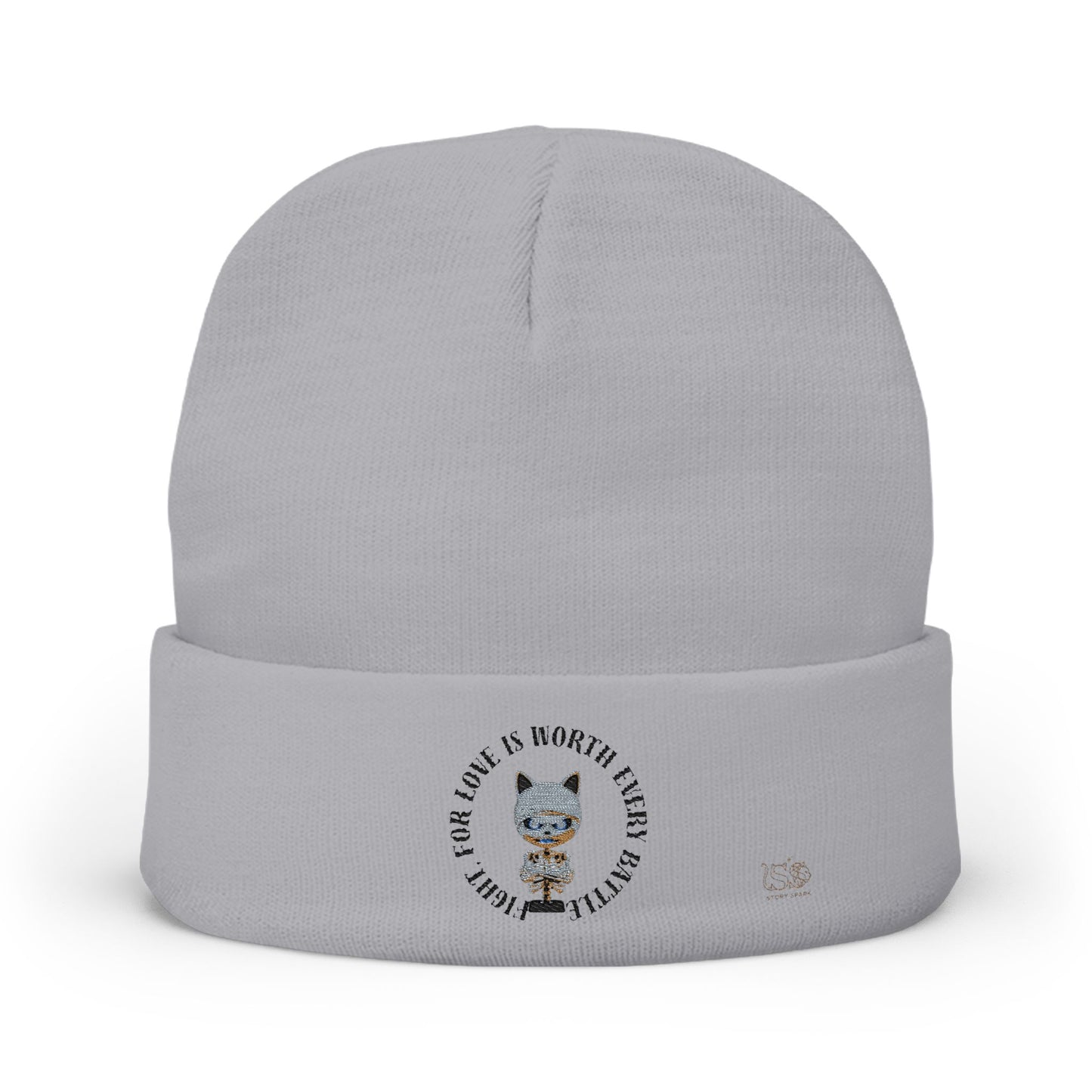 Cute Mummy Cat Skeleton Knit Beanie — "Fight For Love Is Worth Every Battle"