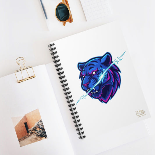 Neon Lightning Tiger Spiral Notebook — Ruled Journal for Students & Gamers