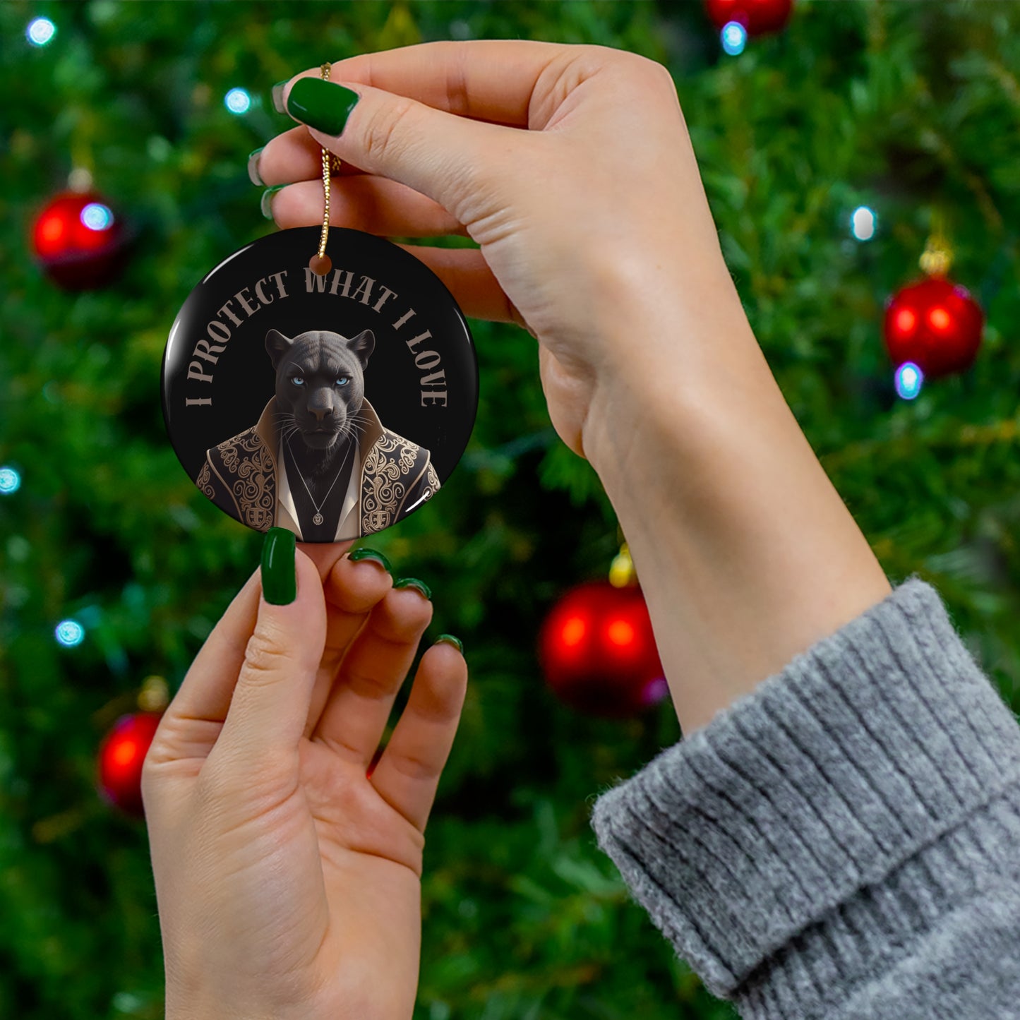 Black Ceramic Ornament | Damon : I Protect What I Love