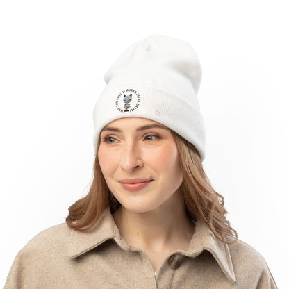 Cute Mummy Cat Skeleton Knit Beanie — "Fight For Love Is Worth Every Battle"