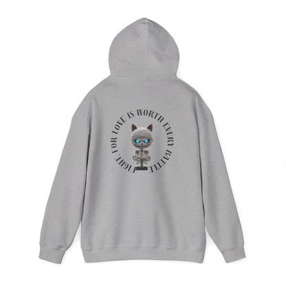Cute Mummy Cat Skeleton Hoodie— "Fight For Love Is Worth Every Battle"