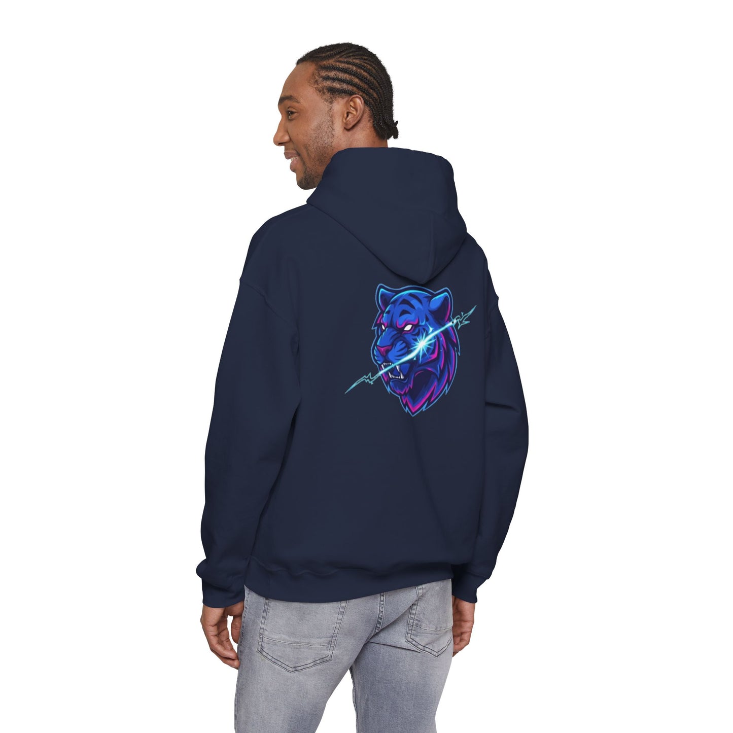 Neon Lightning Tiger Spiral Hoodie — Ruled Journal for Students & Gamers