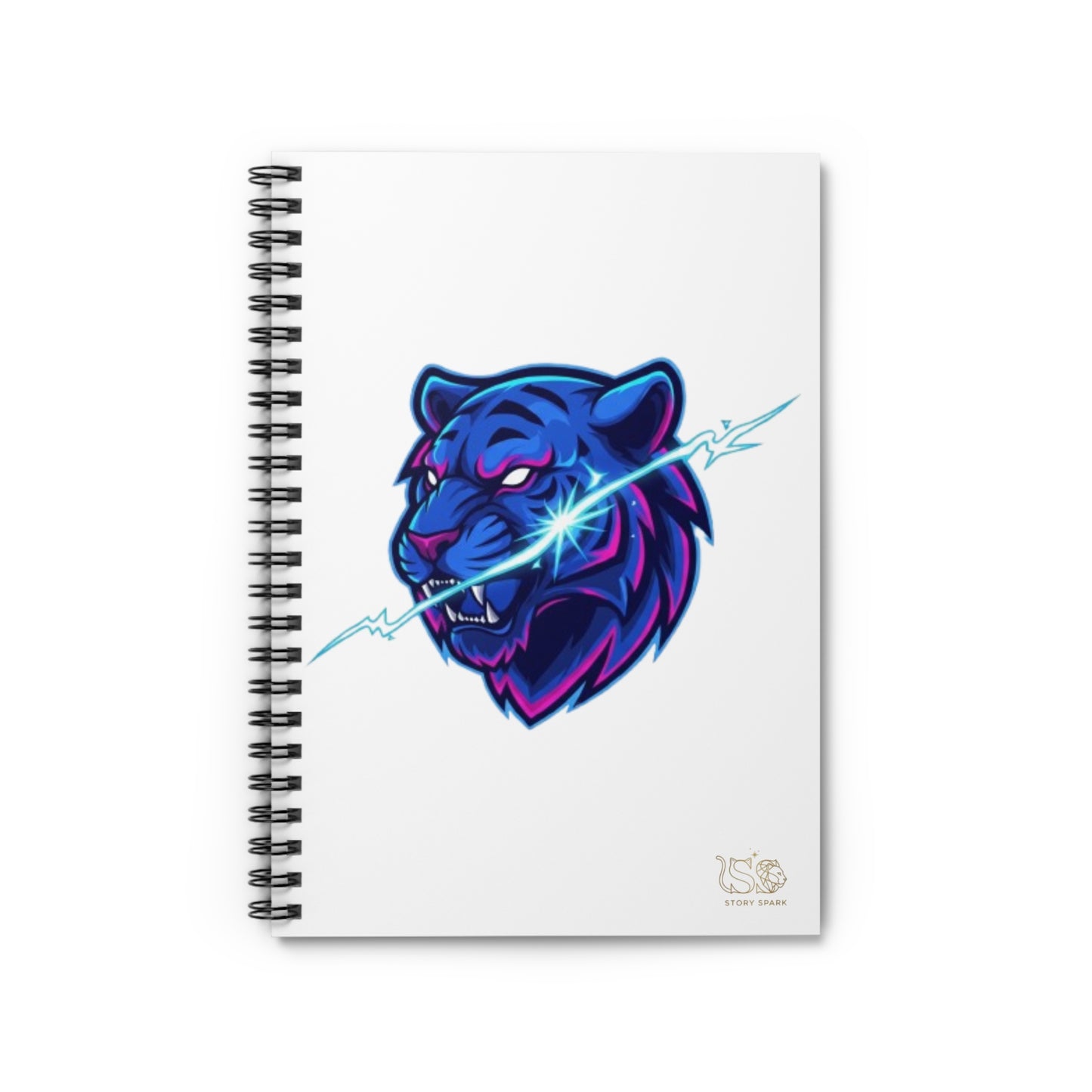 Neon Lightning Tiger Spiral Notebook — Ruled Journal for Students & Gamers