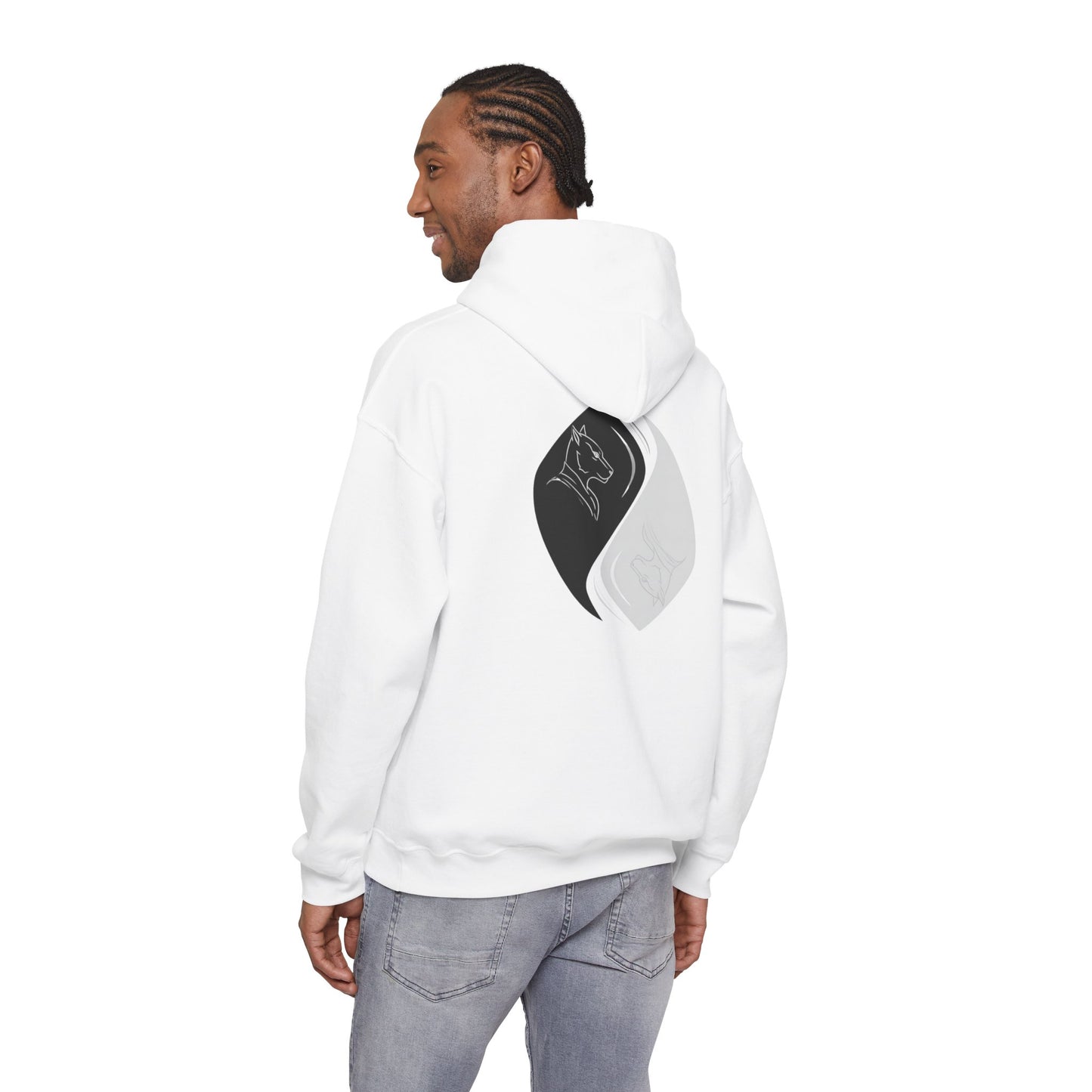 Black & White Cat Spirit — Unisex Heavy Blend Hoodie