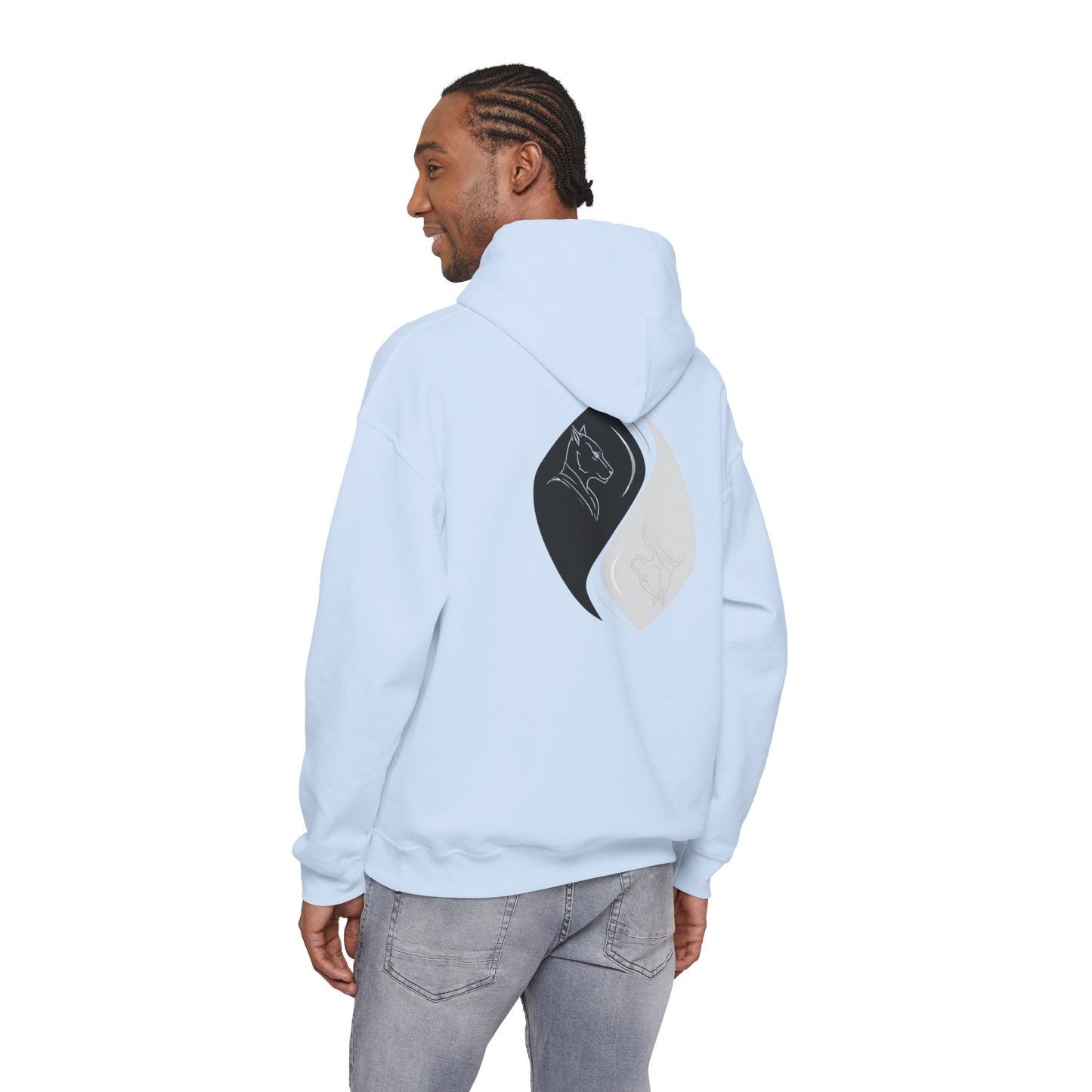 Black & White Cat Spirit — Unisex Heavy Blend Hoodie