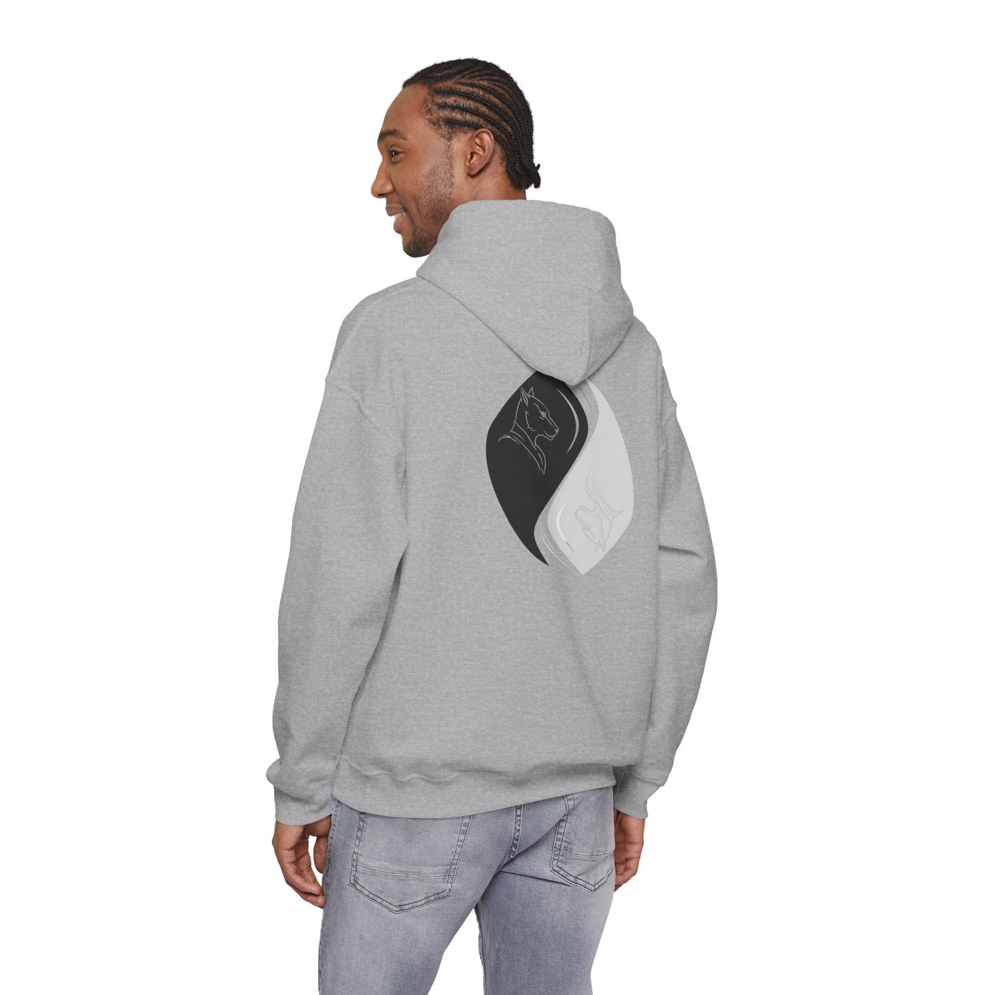 Black & White Cat Spirit — Unisex Heavy Blend Hoodie